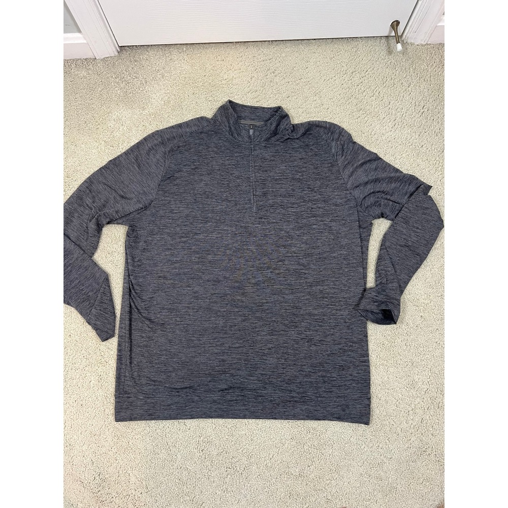 Johnnie-O Mens XL Striped Quarter Zip Black/White Performance Pullover (IN#69)